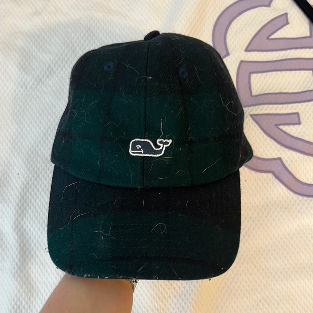 Tweed Green and Navy Plaid Vineyard Vines Hat